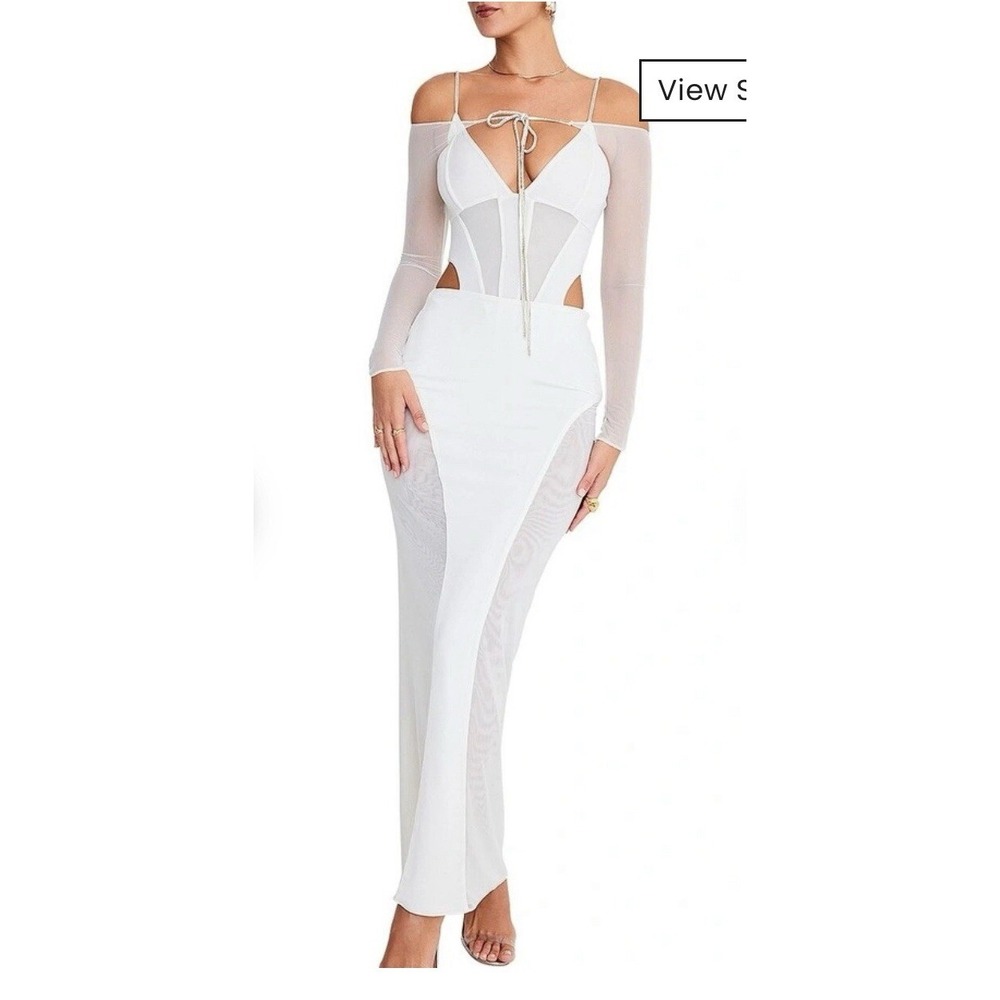 Mistress Rocks Panelled Maxi Skirt in White By House Of CB Size XS Ivory Sheer‎
